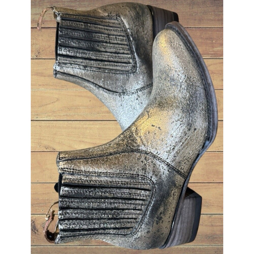 Freebird by Steven Slamanca Leather Ankle Boots Silver Distressed Sz 7 Rare!! - Picture 8 of 16